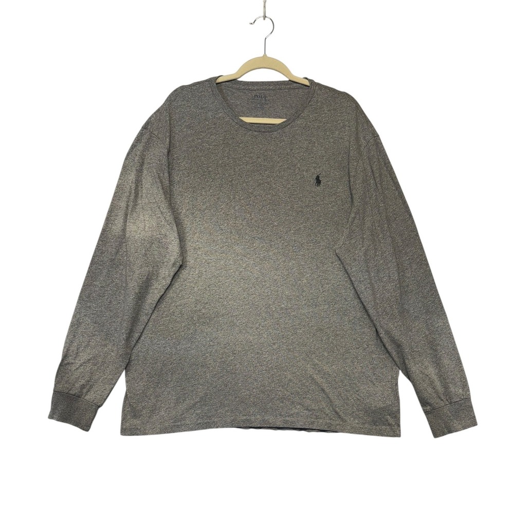 Polo Ralph Lauren Mens XL Gray Heather Long Sleeve Crew Neck Cotton T-Shirt Pony